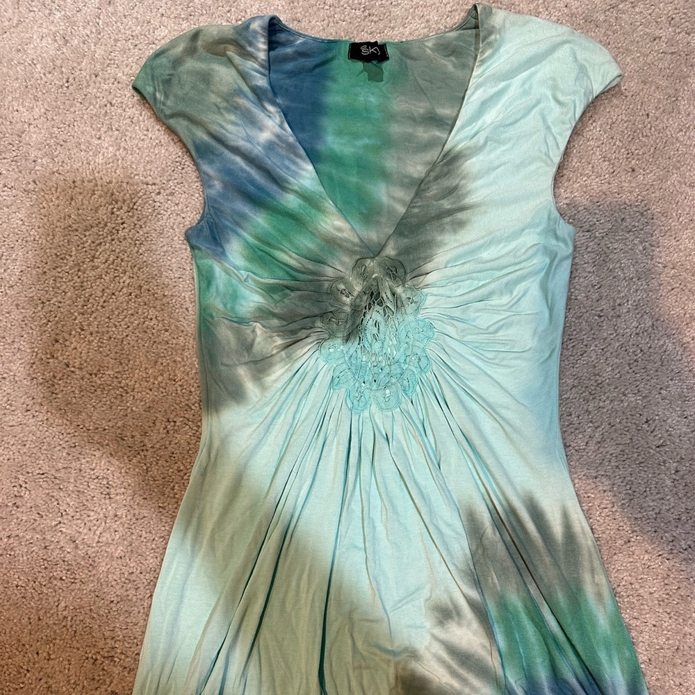 Sky brand flowy dress with embellishments on the front